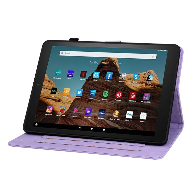 For Amazon Fire HD10 2023 Lily Embossed Leather Tablet Case(Purple) - Amazon by PMC TechLife | Online Shopping South Africa | PMC TechLife | Buy Now Pay Later Mobicred