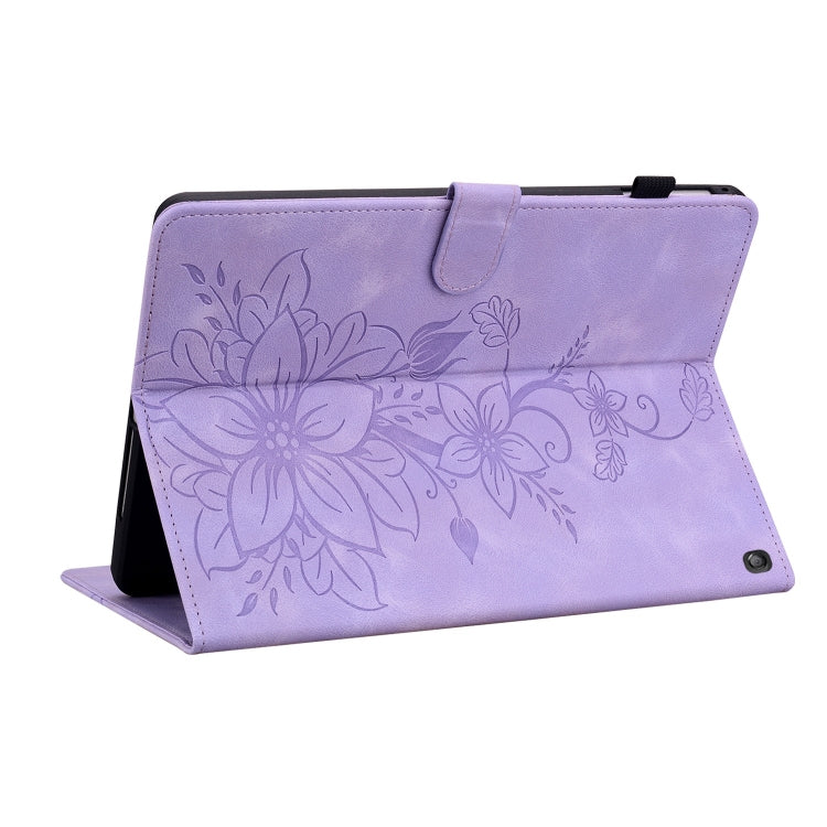 For Amazon Fire HD10 2023 Lily Embossed Leather Tablet Case(Purple) - Amazon by PMC TechLife | Online Shopping South Africa | PMC TechLife | Buy Now Pay Later Mobicred