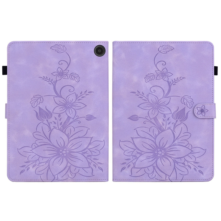 For Amazon Fire Max 11 Lily Embossed Leather Tablet Case(Purple) - Amazon by PMC TechLife | Online Shopping South Africa | PMC TechLife | Buy Now Pay Later Mobicred
