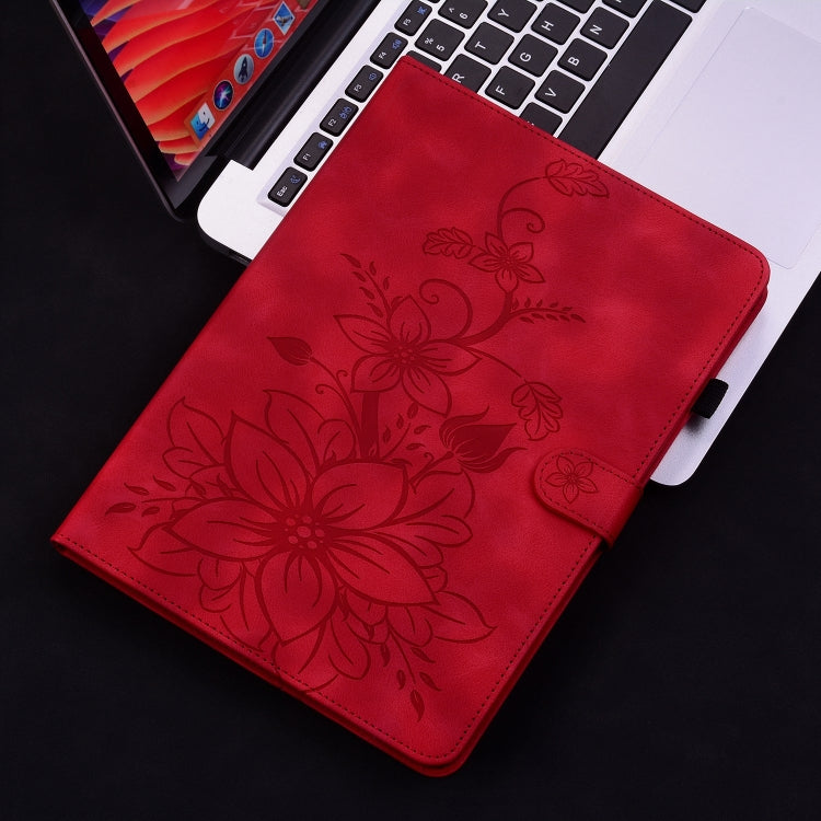 For Amazon Fire Max 11 Lily Embossed Leather Tablet Case(Red) - Amazon by PMC TechLife | Online Shopping South Africa | PMC TechLife | Buy Now Pay Later Mobicred