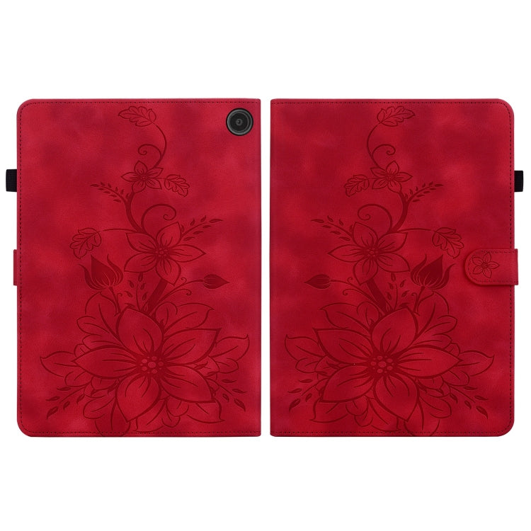 For Amazon Fire Max 11 Lily Embossed Leather Tablet Case(Red) - Amazon by PMC TechLife | Online Shopping South Africa | PMC TechLife | Buy Now Pay Later Mobicred