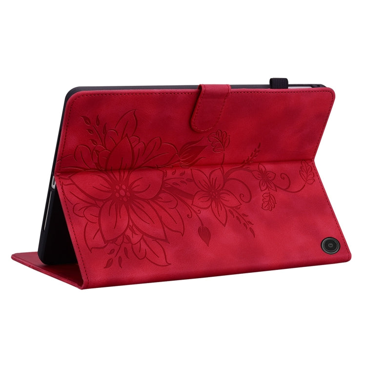 For Amazon Fire Max 11 Lily Embossed Leather Tablet Case(Red) - Amazon by PMC TechLife | Online Shopping South Africa | PMC TechLife | Buy Now Pay Later Mobicred