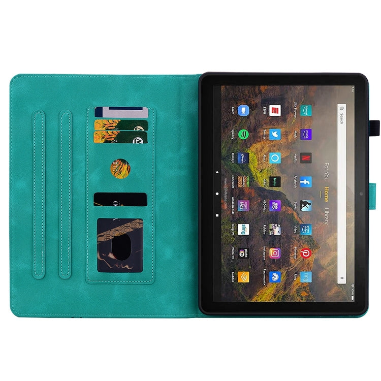 For Amazon Fire HD10 2019/2017 Lily Embossed Leather Smart Tablet Case(Green) - Amazon by PMC TechLife | Online Shopping South Africa | PMC TechLife | Buy Now Pay Later Mobicred