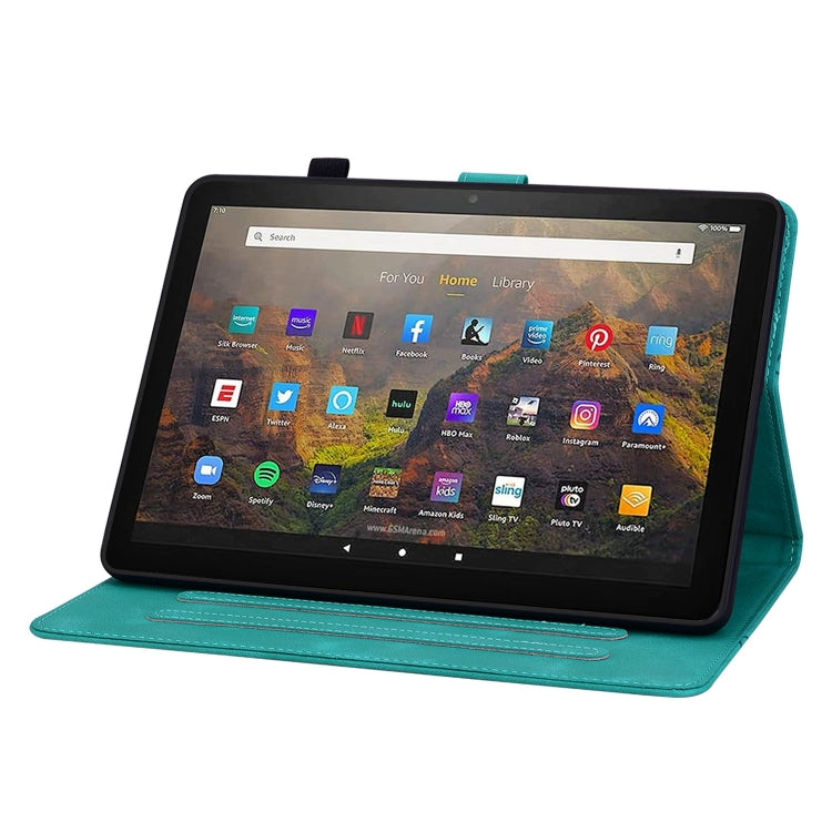For Amazon Fire HD10 2019/2017 Lily Embossed Leather Smart Tablet Case(Green) - Amazon by PMC TechLife | Online Shopping South Africa | PMC TechLife | Buy Now Pay Later Mobicred