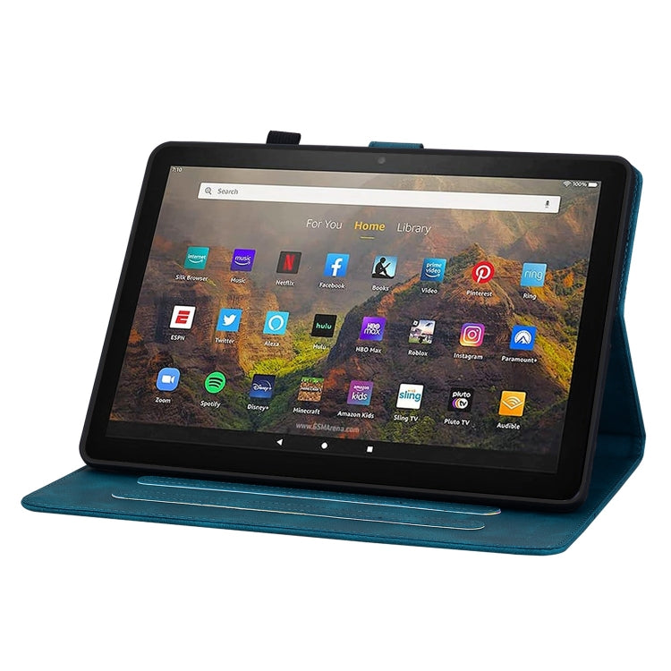 For Amazon Fire HD10 2019/2017 Lily Embossed Leather Smart Tablet Case(Dark Blue) - Amazon by PMC TechLife | Online Shopping South Africa | PMC TechLife | Buy Now Pay Later Mobicred
