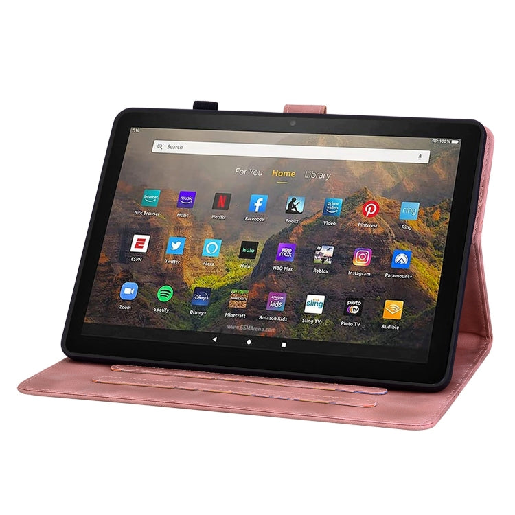 For Amazon Fire HD10 / HD10 Plus 2021 Lily Embossed Leather Smart Tablet Case(Pink) - Amazon by PMC TechLife | Online Shopping South Africa | PMC TechLife | Buy Now Pay Later Mobicred