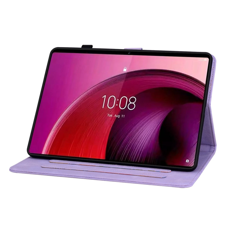 For Lenovo Tab M11/Xiaoxin Pad 11 2024 Lily Embossed Leather Tablet Case(Purple) - Lenovo by PMC Jewellery | Online Shopping South Africa | PMC Jewellery | Buy Now Pay Later Mobicred