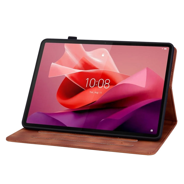 For Lenovo Tab P12 12.7 Lily Embossed Leather Tablet Case(Brown) - Lenovo by PMC TechLife | Online Shopping South Africa | PMC TechLife | Buy Now Pay Later Mobicred