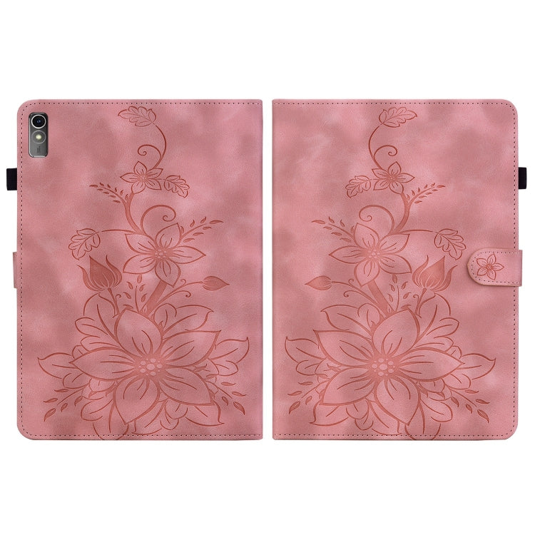 For Lenovo Tab M10 5G 2023 Lily Embossed Leather Tablet Case(Pink) - Lenovo by PMC TechLife | Online Shopping South Africa | PMC TechLife | Buy Now Pay Later Mobicred