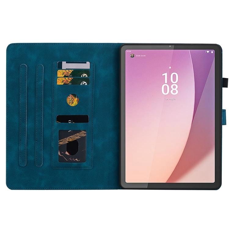 For Lenovo Tab M8 4th Gen TB300FU Lily Embossed Leather Tablet Case(Dark Blue) - Lenovo by PMC TechLife | Online Shopping South Africa | PMC TechLife | Buy Now Pay Later Mobicred