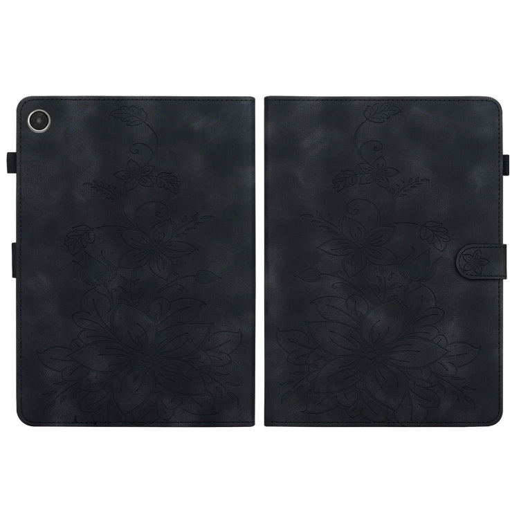 For Lenovo Tab M8 4th Gen TB300FU Lily Embossed Leather Tablet Case(Black) - Lenovo by PMC TechLife | Online Shopping South Africa | PMC TechLife | Buy Now Pay Later Mobicred