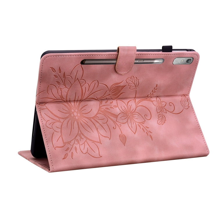 For Lenovo Tab P11 Pro Gen 2 11.2 Lily Embossed Leather Tablet Case(Pink) - Lenovo by PMC TechLife | Online Shopping South Africa | PMC TechLife | Buy Now Pay Later Mobicred