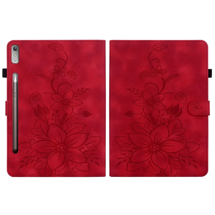 For Lenovo Tab P11 Pro Gen 2 11.2 Lily Embossed Leather Tablet Case(Red) - Lenovo by PMC TechLife | Online Shopping South Africa | PMC TechLife | Buy Now Pay Later Mobicred