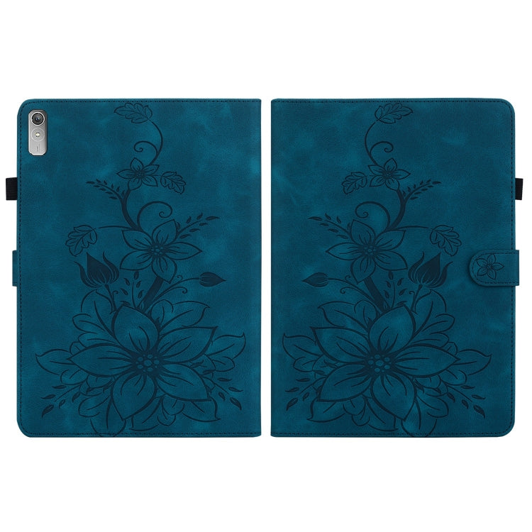 For Lenovo Tab P11 Gen 2 11.5 Lily Embossed Leather Tablet Case(Dark Blue) - Lenovo by PMC TechLife | Online Shopping South Africa | PMC TechLife | Buy Now Pay Later Mobicred