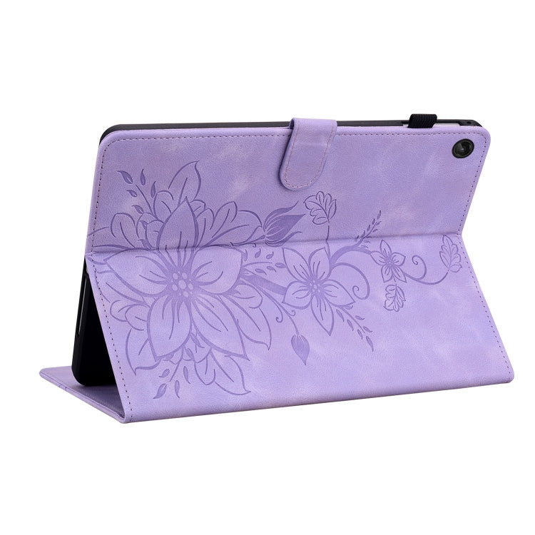 For Lenovo Tab M10 10.1 3rd Gen Lily Embossed Leather Tablet Case(Purple) - Lenovo by PMC TechLife | Online Shopping South Africa | PMC TechLife | Buy Now Pay Later Mobicred