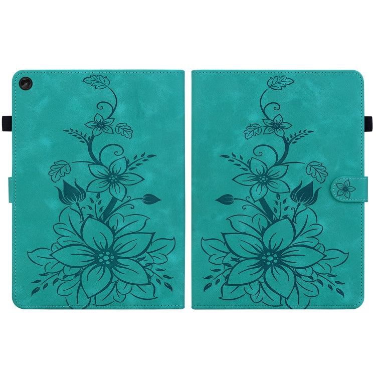 For Lenovo Tab M10 Plus 10.6 3rd Gen Lily Embossed Leather Tablet Case(Green) - Lenovo by PMC TechLife | Online Shopping South Africa | PMC TechLife | Buy Now Pay Later Mobicred