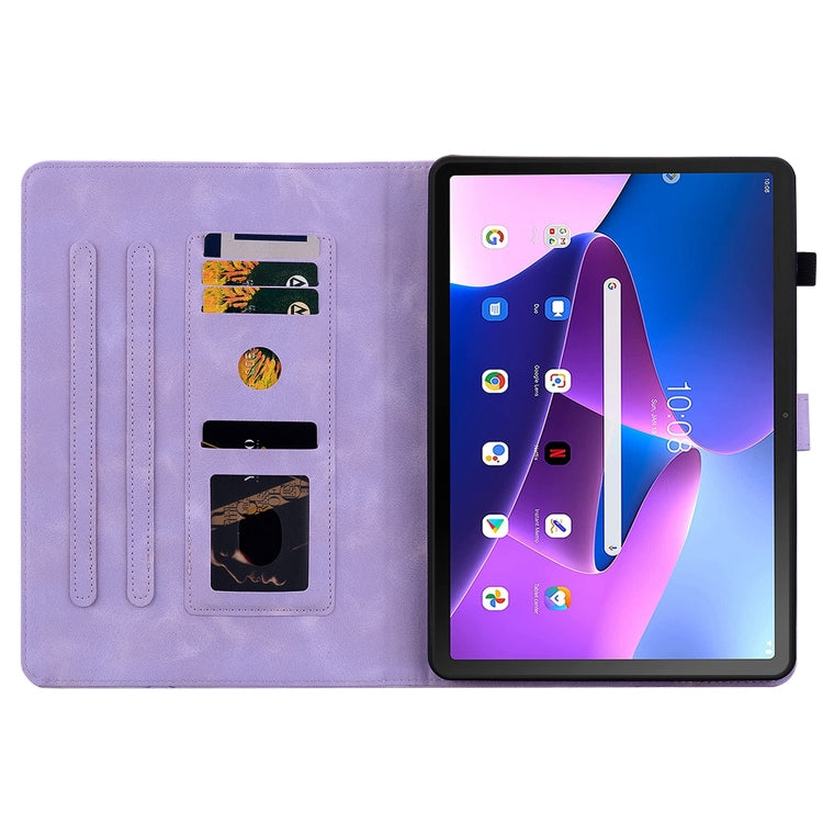 For Lenovo Tab M10 Plus 10.6 3rd Gen Lily Embossed Leather Tablet Case(Purple) - Lenovo by PMC TechLife | Online Shopping South Africa | PMC TechLife | Buy Now Pay Later Mobicred