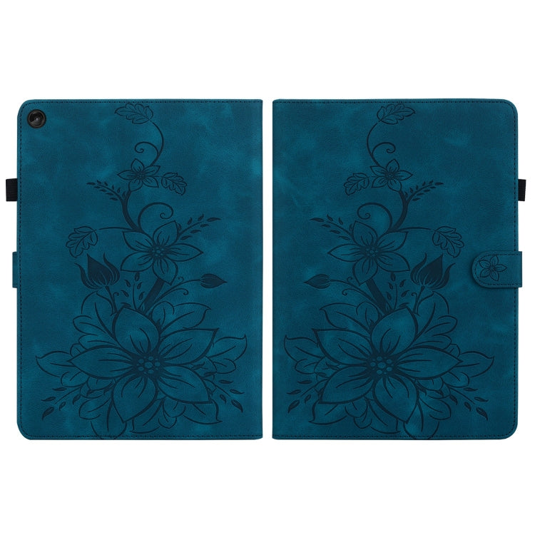 For Lenovo Tab M10 Plus 10.6 3rd Gen Lily Embossed Leather Tablet Case(Dark Blue) - Lenovo by PMC TechLife | Online Shopping South Africa | PMC TechLife | Buy Now Pay Later Mobicred