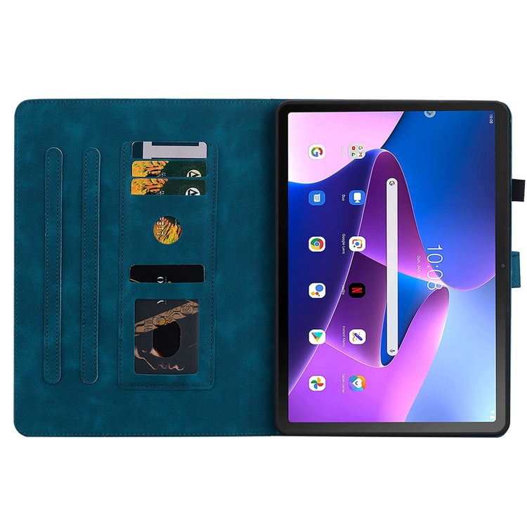 For Lenovo Tab M10 Plus 10.6 3rd Gen Lily Embossed Leather Tablet Case(Dark Blue) - Lenovo by PMC TechLife | Online Shopping South Africa | PMC TechLife | Buy Now Pay Later Mobicred