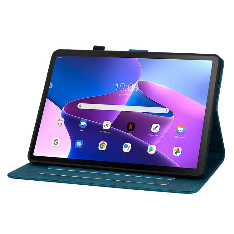For Lenovo Tab M10 Plus 10.6 3rd Gen Lily Embossed Leather Tablet Case(Dark Blue) - Lenovo by PMC TechLife | Online Shopping South Africa | PMC TechLife | Buy Now Pay Later Mobicred