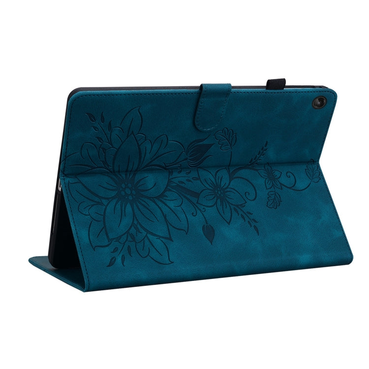 For Lenovo Tab M10 Plus 10.6 3rd Gen Lily Embossed Leather Tablet Case(Dark Blue) - Lenovo by PMC TechLife | Online Shopping South Africa | PMC TechLife | Buy Now Pay Later Mobicred