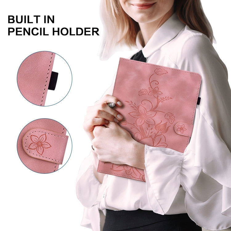 For Lenovo Tab M10 HD Gen2 Lily Embossed Leather Tablet Case(Pink) - Lenovo by PMC TechLife | Online Shopping South Africa | PMC TechLife | Buy Now Pay Later Mobicred