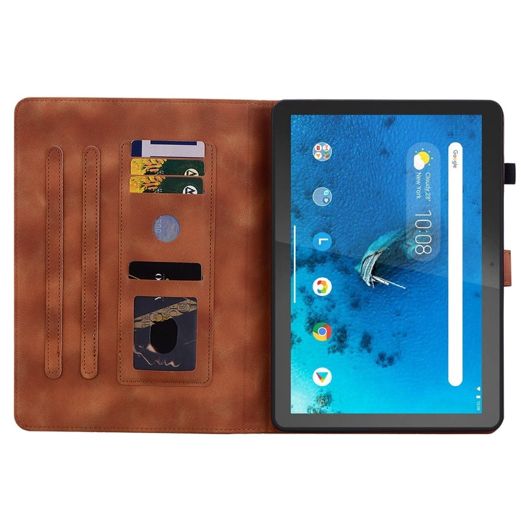 For Lenovo Tab M10 X605 /M10 HD X505 Lily Embossed Leather Tablet Case(Brown) - Lenovo by PMC TechLife | Online Shopping South Africa | PMC TechLife | Buy Now Pay Later Mobicred