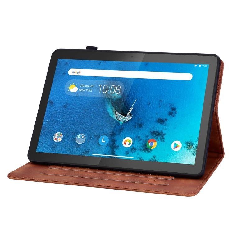 For Lenovo Tab M10 X605 /M10 HD X505 Lily Embossed Leather Tablet Case(Brown) - Lenovo by PMC TechLife | Online Shopping South Africa | PMC TechLife | Buy Now Pay Later Mobicred
