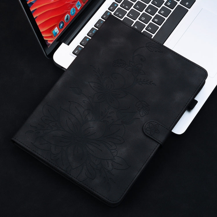 For Lenovo Tab M10 X605 /M10 HD X505 Lily Embossed Leather Tablet Case(Black) - Lenovo by PMC TechLife | Online Shopping South Africa | PMC TechLife | Buy Now Pay Later Mobicred