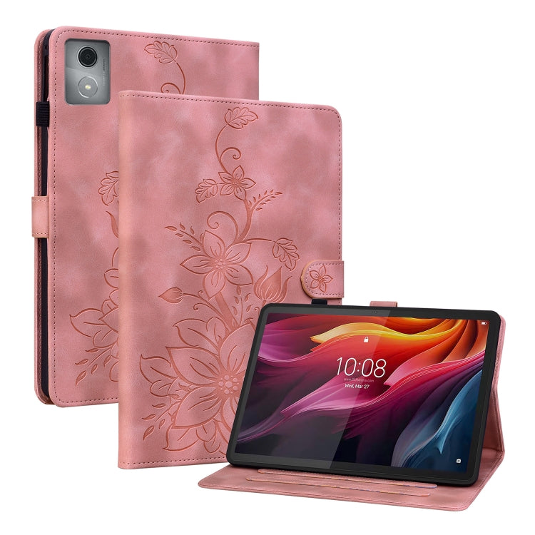For Lenovo Tab K11 Plus Lily Embossed Leather Tablet Case(Pink) - Lenovo by PMC TechLife | Online Shopping South Africa | PMC TechLife | Buy Now Pay Later Mobicred