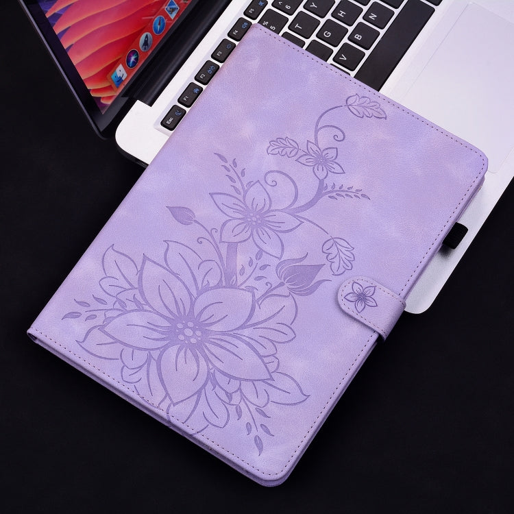 For Lenovo Tab K11 Plus Lily Embossed Leather Tablet Case(Purple) - Lenovo by PMC TechLife | Online Shopping South Africa | PMC TechLife | Buy Now Pay Later Mobicred