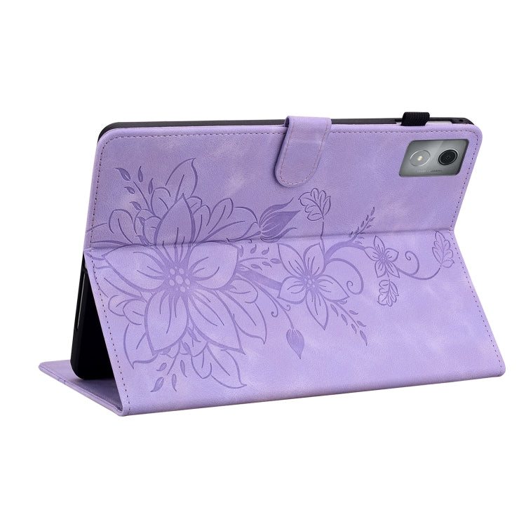 For Lenovo Tab K11 Plus Lily Embossed Leather Tablet Case(Purple) - Lenovo by PMC TechLife | Online Shopping South Africa | PMC TechLife | Buy Now Pay Later Mobicred