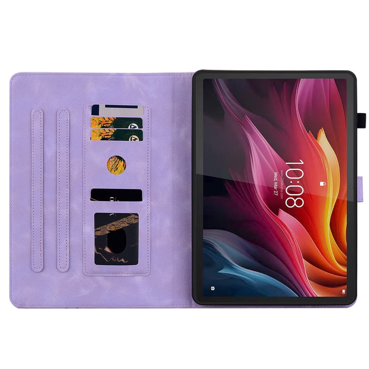 For Lenovo Tab K11 Plus Lily Embossed Leather Tablet Case(Purple) - Lenovo by PMC TechLife | Online Shopping South Africa | PMC TechLife | Buy Now Pay Later Mobicred