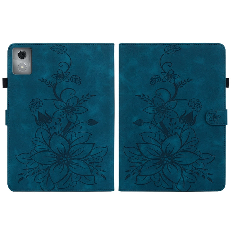 For Lenovo Tab K11 Plus Lily Embossed Leather Tablet Case(Dark Blue) - Lenovo by PMC TechLife | Online Shopping South Africa | PMC TechLife | Buy Now Pay Later Mobicred