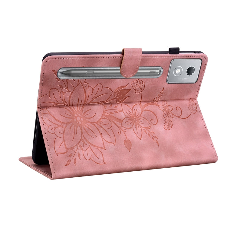 For Lenovo Tab P12 12.7 2025 Lily Embossed Leather Tablet Case(Pink) - Lenovo by PMC TechLife | Online Shopping South Africa | PMC TechLife | Buy Now Pay Later Mobicred