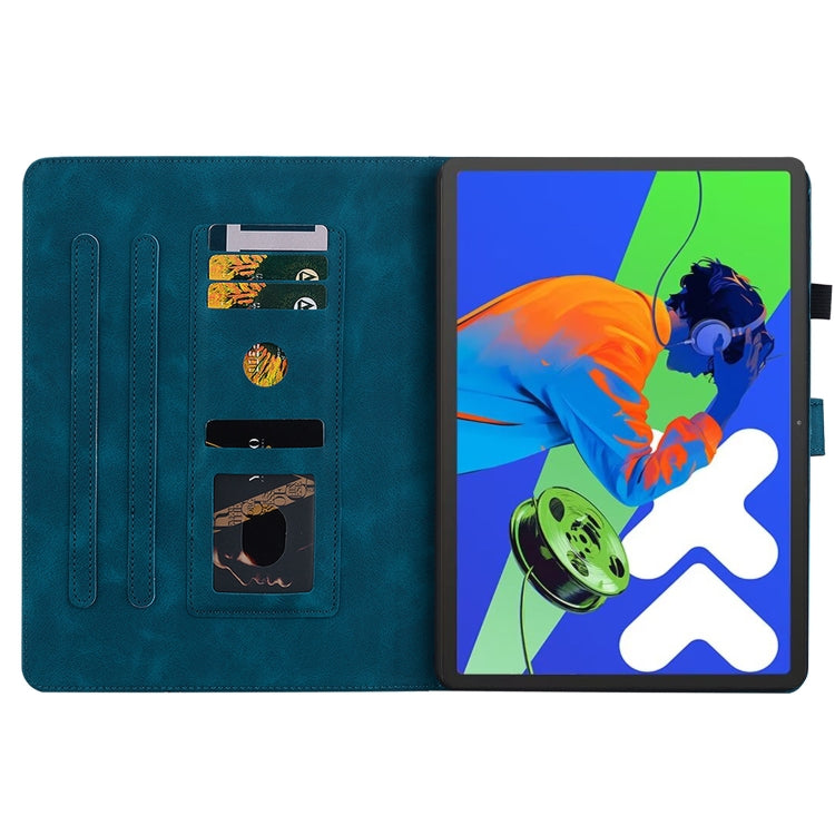 For Lenovo Tab P12 12.7 2025 Lily Embossed Leather Tablet Case(Dark Blue) - Lenovo by PMC TechLife | Online Shopping South Africa | PMC TechLife | Buy Now Pay Later Mobicred