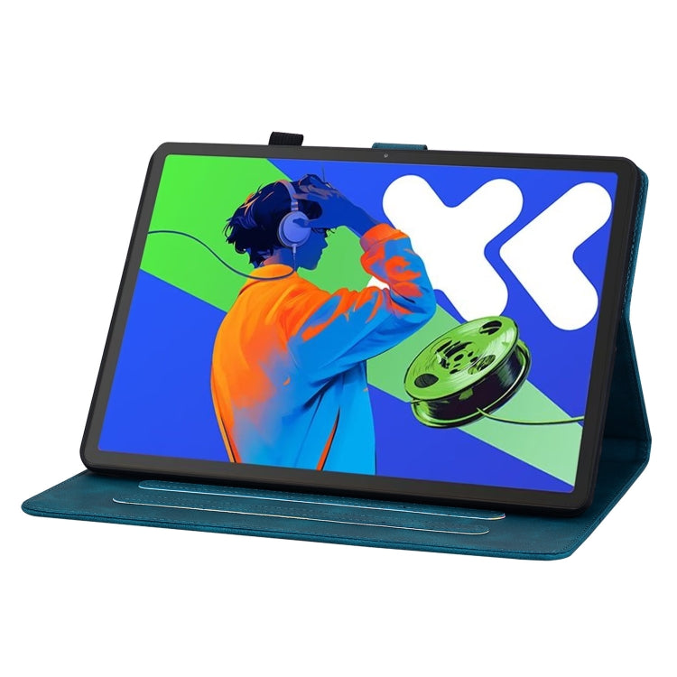 For Lenovo Tab P12 12.7 2025 Lily Embossed Leather Tablet Case(Dark Blue) - Lenovo by PMC TechLife | Online Shopping South Africa | PMC TechLife | Buy Now Pay Later Mobicred