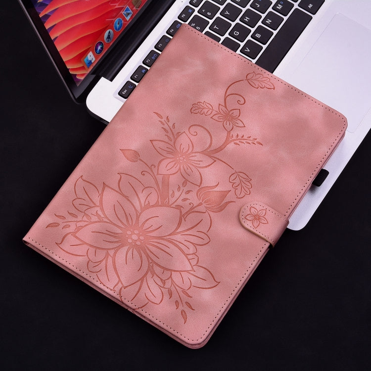 For Samsung Galaxy Tab S9+ / S9 FE+ Lily Embossed Leather Tablet Case(Pink) - free shipping - PMC Jewellery - Order now!