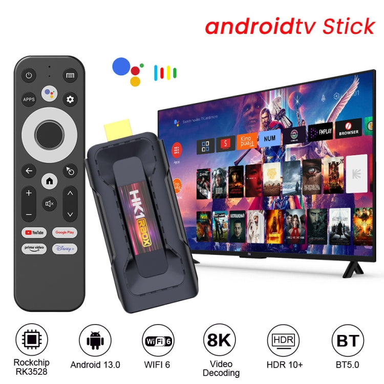 HK1 RBOX D8 RK3528 Android 13.0 Quad Core 8K HD Wifi6 Bluetooth TV Stick, RAM:4GB+32GB(US Plug) - Android TV Sticks by PMC TechLife | Online Shopping South Africa | PMC TechLife | Buy Now Pay Later Mobicred