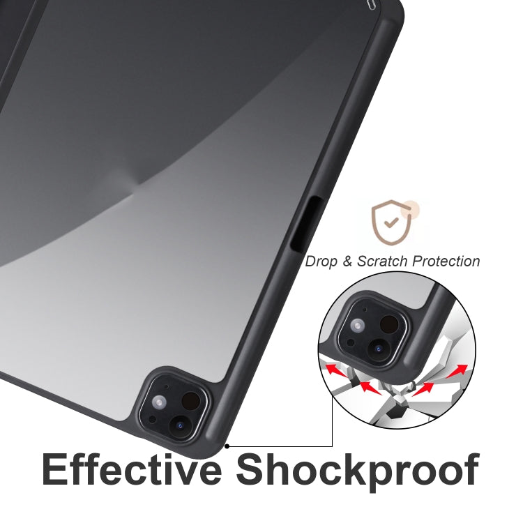 For iPad Pro 11 2024 Acrylic 3-folding Smart Leather Tablet Case(Black) - iPad Pro 11 2024 Cases by PMC TechLife | Online Shopping South Africa | PMC TechLife | Buy Now Pay Later Mobicred