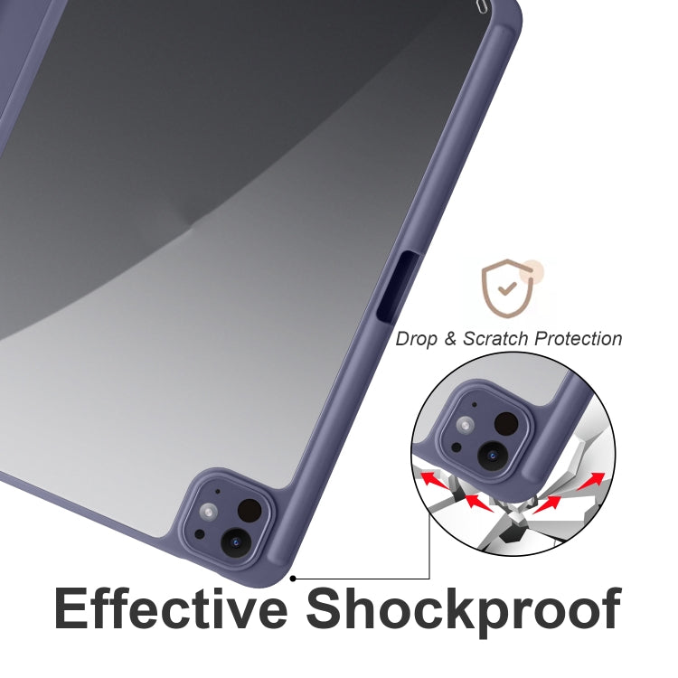 For iPad Pro 11 2024 Acrylic 3-folding Smart Leather Tablet Case(Purple) - iPad Pro 11 2024 Cases by PMC TechLife | Online Shopping South Africa | PMC TechLife | Buy Now Pay Later Mobicred