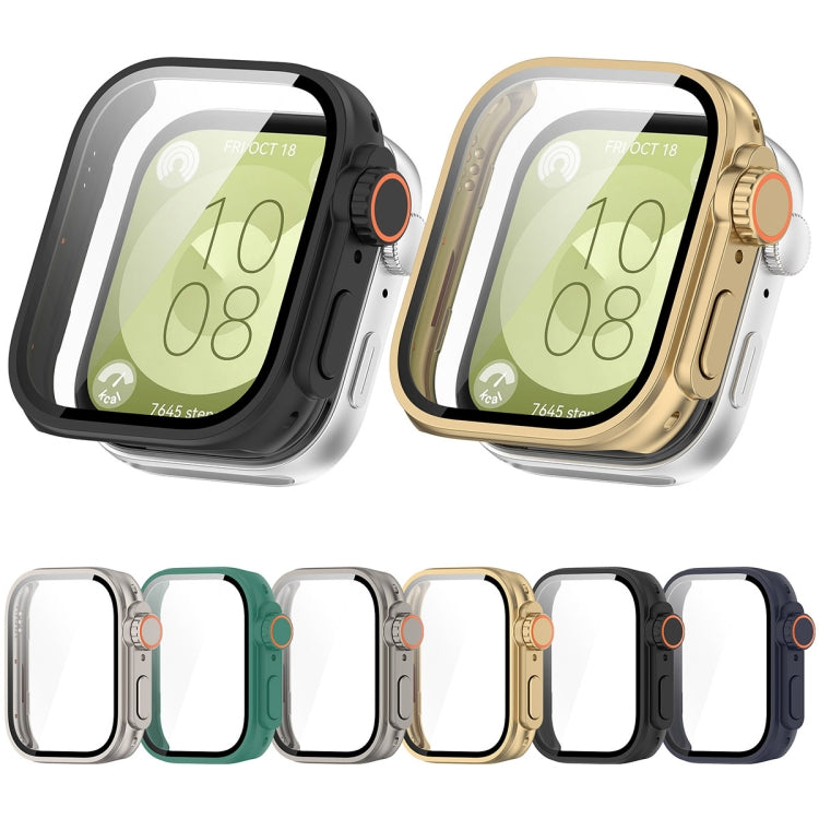 For Huawei Watch Fit3 PC + Tempered Glass Film Full Coverage Watch Protective Case(Titanium Color) - Watch Cases by PMC TechLife | Online Shopping South Africa | PMC TechLife | Buy Now Pay Later Mobicred