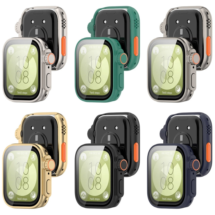 For Huawei Watch Fit3 PC + Tempered Glass Film Full Coverage Watch Protective Case(Midnight Blue) - Watch Cases by PMC TechLife | Online Shopping South Africa | PMC TechLife | Buy Now Pay Later Mobicred