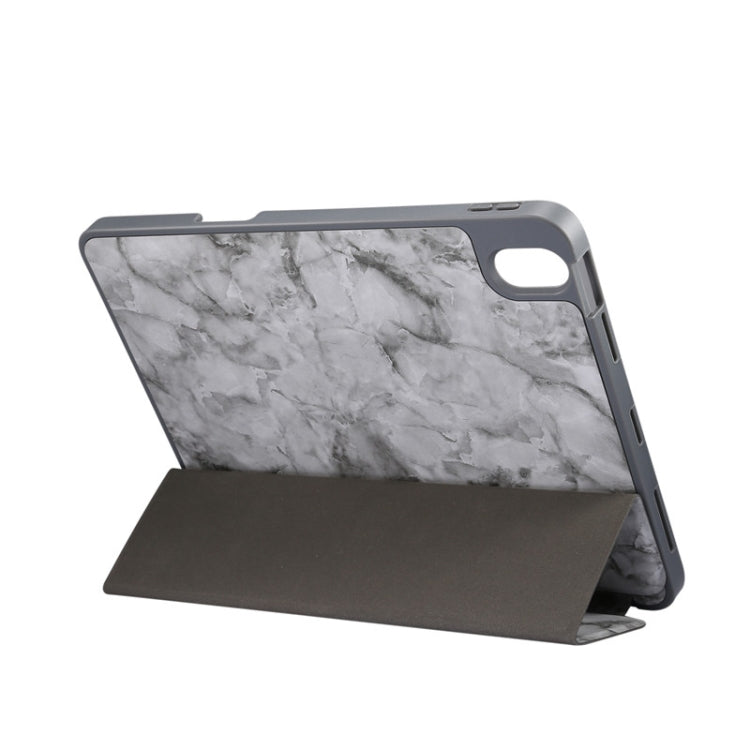 For iPad Air 11 2024 / 2025 Three-fold Marble Texture Protective Tablet Case with Pen Slot(Black Gray) - free shipping - PMC TechLife - Order now!