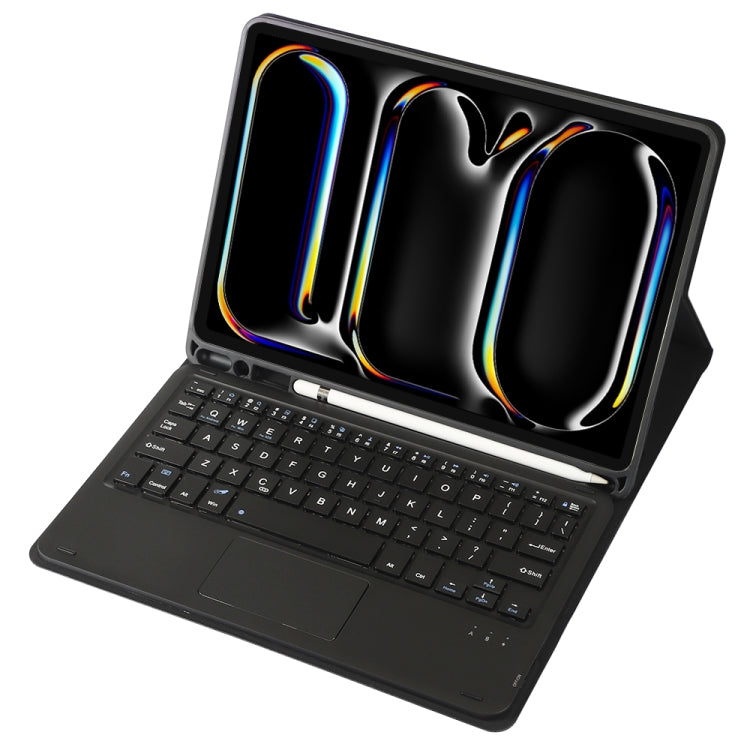 For iPad Pro 11 2024 A13B-A Lambskin Texture Bluetooth Touch Square Keyboard Leather Tablet Case with Pen Slot(Black) - For iPad Pro by PMC TechLife | Online Shopping South Africa | PMC TechLife | Buy Now Pay Later Mobicred