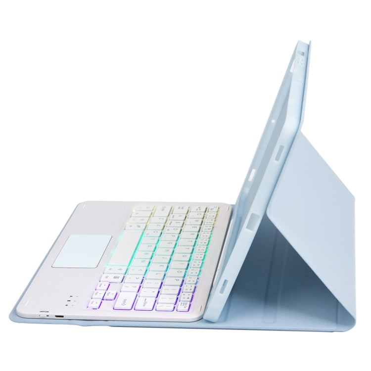 For iPad Pro 11 2024 A13B-AS Lambskin Texture Backlight Bluetooth Touch Keyboard Leather Tablet Case with Pen Slot(Light Blue) - For iPad Pro by PMC TechLife | Online Shopping South Africa | PMC TechLife | Buy Now Pay Later Mobicred