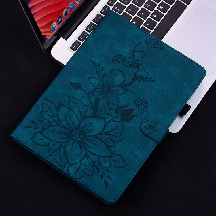 For Nokia T21 Lily Embossed Leather Tablet Case(Dark Blue) - Nokia by PMC TechLife | Online Shopping South Africa | PMC TechLife | Buy Now Pay Later Mobicred