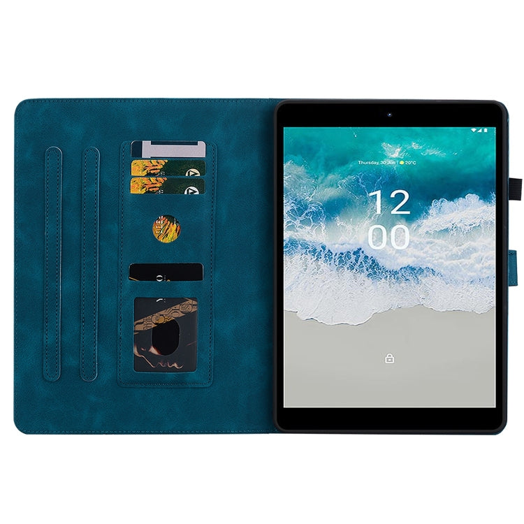 For Nokia T21 Lily Embossed Leather Tablet Case(Dark Blue) - Nokia by PMC TechLife | Online Shopping South Africa | PMC TechLife | Buy Now Pay Later Mobicred