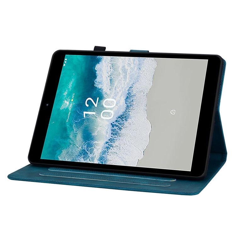 For Nokia T21 Lily Embossed Leather Tablet Case(Dark Blue) - Nokia by PMC TechLife | Online Shopping South Africa | PMC TechLife | Buy Now Pay Later Mobicred