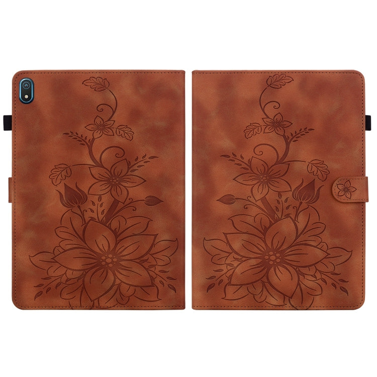 For Nokia T20 10.4 2021 Lily Embossed Leather Tablet Case(Brown) - Nokia by PMC TechLife | Online Shopping South Africa | PMC TechLife | Buy Now Pay Later Mobicred
